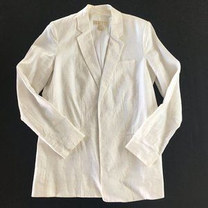 Michael Kors Woven White linen Boyfriend Blazer